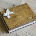 Rustykalny zestaw pudełek na koperty i obrączki z drewna - handmade eko