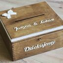 Rustykalny zestaw pudełek na koperty i obrączki z drewna - handmade eko