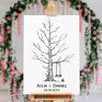 Alternatywna księga gości 40x60 cm - obraz drzewo wpisów 3 tusze do odcisków ślub
