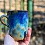 Azul Horse kubki: Handmade ceramiczny duży kubek z koniem - opal - 400 ml do herbaty
