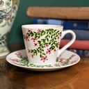 Filiżanka porcelanowa ręcznie malowana 'Różowy bukiet' z podstawką - 250 ml