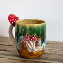Duży kubek z Muchomorem handmade | Miodna łąka | ok 550 ml