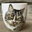 Porcelanowy kubek ręcznie malowany Kot w kocimiętce