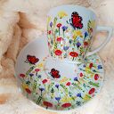 Komplet letniej łąki: filiżanka 350 ml - ręcznie malowana porcelana