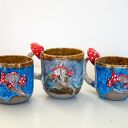 Duży kubek ceramiczny z muchomorem Lava Blue 430 ml