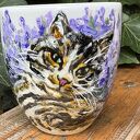 Porcelanowy kubek ręcznie malowany Kot w kocimiętce