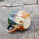 Handmade duży kubek ceramiczny z koniem wewnątrz - Smaragd - ok. 390 ml