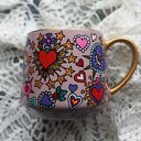 ręcznie malowany kubek porcelanowy SERCE