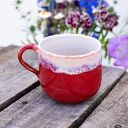 Ręcznie robiony duży kubek ceramiczny z koniem - czerwony, ok. 390 ml 