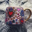 ręcznie malowany kubek porcelanowy SERCE