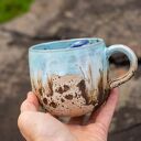 Duży kubek kamionkowy z wielorybem i waleniem 420 ml