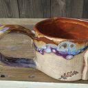 Kubek ceramiczny z sową i napisem - kamionka handmade