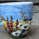Porcelanowy kubek ręcznie malowany Polne kwiaty (300 ml)