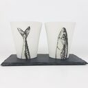Porcelanowe kubki do herbaty bez ucha - zestaw 2 sztuki