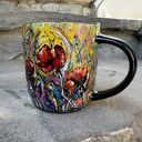 Porcelanowy kubek ręcznie malowany Maki 350 ml