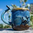 Handmade Kubek z Muchomorkiem | Grzybki Nocne poszycie | ok 550 ml ciemny (3)