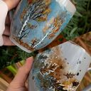 Ręcznie malowany kubek porcelanowy „Opowieść o jesieni” 400