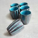 Czarki ceramiczne turkusowo-czarne 8 sztuk