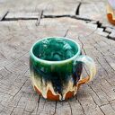 Handmade duży kubek ceramiczny z koniem wewnątrz - Smaragd - ok. 390 ml