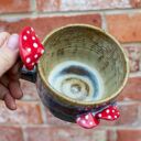 Duży kubek z muchomorem handmade Bubble gum beton - ok. 420 ml