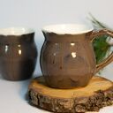 2 szt Porcelanowe kubki Czekoladowy fiolet, 350 ml | Handmade