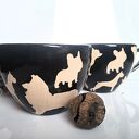 Zestaw ceramicznych filiżanek „Psy” - 2 sztuki, ręcznie malowane