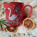 Romantyczny kubek „Jezioro łabędzie” - ręcznie malowany na porcelanie 400 ml 