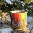 Duży kolorowy kubek ceramiczny 450 ml - podpórka pod kciuk