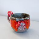 Duży kubek z grzybkami handmade - Lava beton, ok. 500 ml