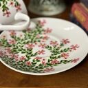 Filiżanka porcelanowa ręcznie malowana 'Różowy bukiet' z podstawką - 250 ml