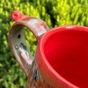 Czerwony kubek 380 ml KORA do kawy i herbaty - ręcznie wykonany z fakturą kory