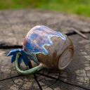 Kubek ceramiczny z kwiatkiem - zielone poszycie (ok. 400 ml)