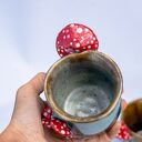Duży kubek z muchomorem handmade - leśne poszycie, ok. 300 ml (brąz)