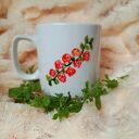 Jaskółki i róże - ręcznie malowany kubek 270 ml z porcelany