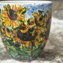 Porcelanowy kubek ręcznie malowany Słoneczniki (300 ml)