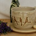 Komplet ceramicznych filiżanek z ptaszkami - 2 sztuki