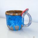 Duży kubek ceramiczny z muchomorem Lava Blue 430 ml