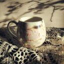 Wiosenny kubek OPAL z kwiatem wiśni - ręcznie malowany, porcelana 380 ml