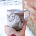 Handmade ceramiczny kubek z koniem - Różowy sen Peony ok 370 ml siwek