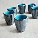 Czarki ceramiczne turkusowo - czarne 8 sztuk
