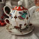 filiżanka i imbryk komplet do herbaty tea for one ŚWIĄTECZNA KARUZELA