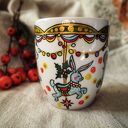 Ręcznie malowany świąteczny kubek Karuzela retro