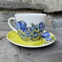 Porcelanowa filiżanka ręcznie malowana Niebieskie kwiaty