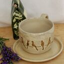 Komplet ceramicznych filiżanek z ptaszkami - 2 sztuki
