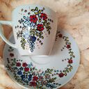 Kwiatowy komplet ręcznie malowany filiżanka porcelanowa 350 ml