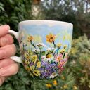 Porcelanowy kubek ręcznie malowany Polne kwiaty