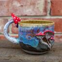 Duży kubek z Muchomorem handmade | Bubble gum beton| ok 420ml