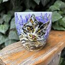 Porcelanowy kubek ręcznie malowany Kot w kocimiętce