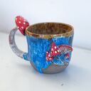 Duży kubek z Muchomorem handmade | Lava blue| ok 430 ml