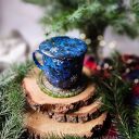 Świąteczny zestaw prezentowy dla miłośników herbaty i lasu, kubek zimowe lisy i podkładka